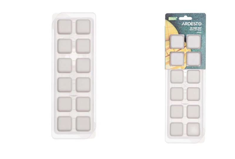Форма для льоду з кришкою Ardesto Fresh, 26х9.5х3.5см, силікон, пластик, бежевий