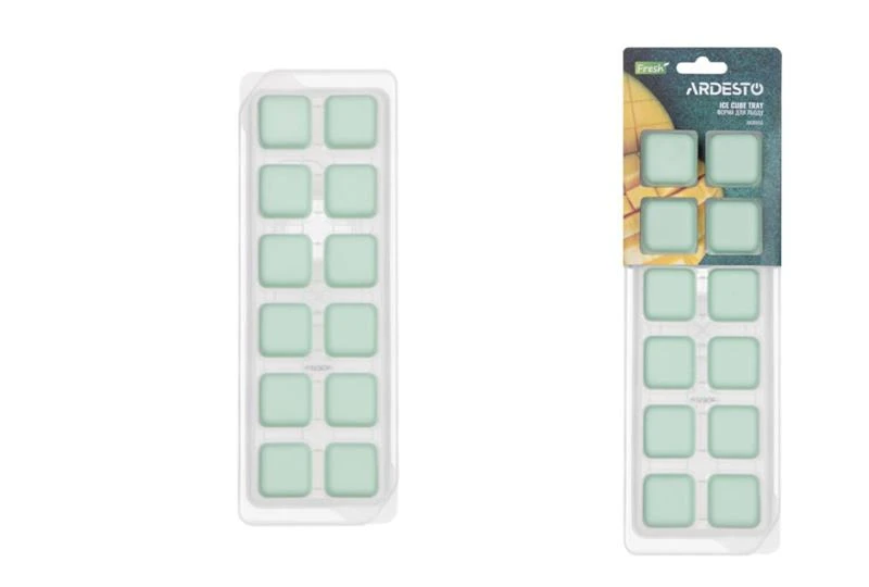 Форма для льоду з кришкою Ardesto Fresh, 26х9.5х3.5см, силікон, пластик, зелений