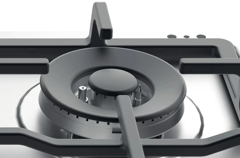 Варильна поверхня Whirlpool газова, 60см, чавун, конфорка з подвійним рядом полум'я, нерж - 5