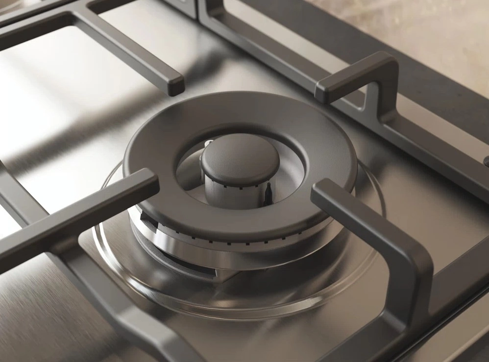 Варильна поверхня Whirlpool газова, 60см, чавун, конфорка з подвійним рядом полум'я, нерж - 6