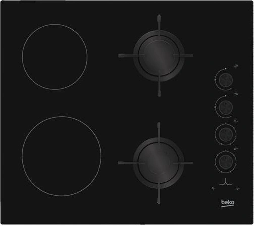 Варочная поверхность Beko комбинированная (2 газ + 2 стеклокерамика), 60см, черный