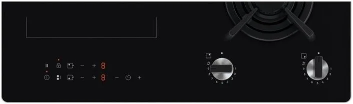 Варочная поверхность Electrolux комбинированная (2 газ + 2 инд), 60см, расширенная зона, чугун, черный - 2