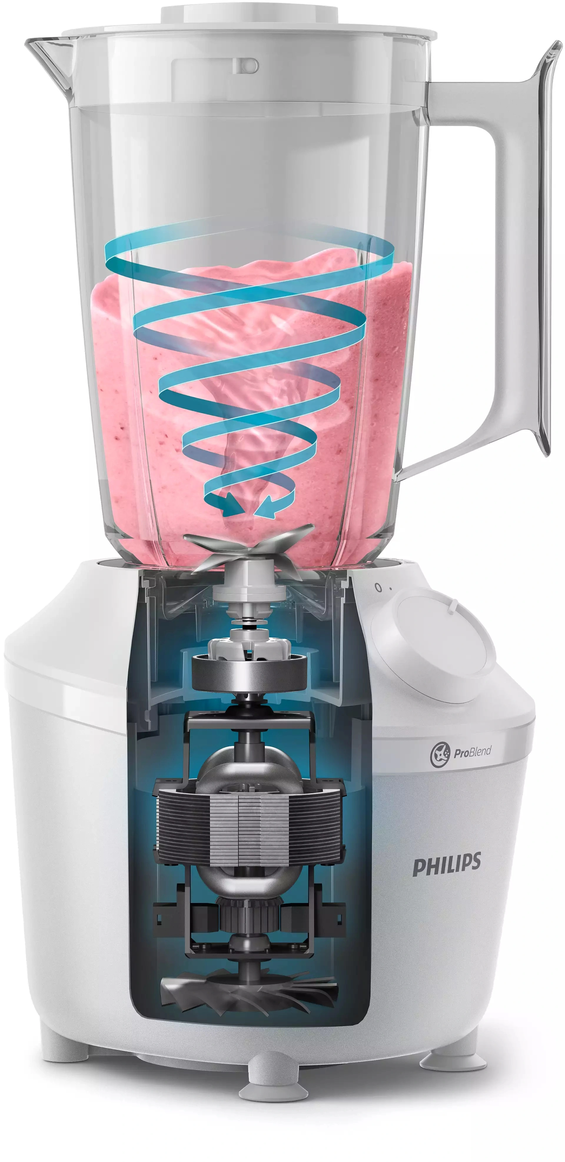 Блендер Philips стаціонарний 3000 series 450Вт, чаша-1900мл, чопер, імпульсний режим, білий - 2