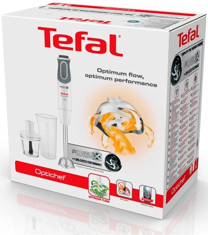 Блендер Tefal заглибний Optichef 800Вт, 3в1, чаша-800мл, чопер-500мл, турборежим, білий - 7