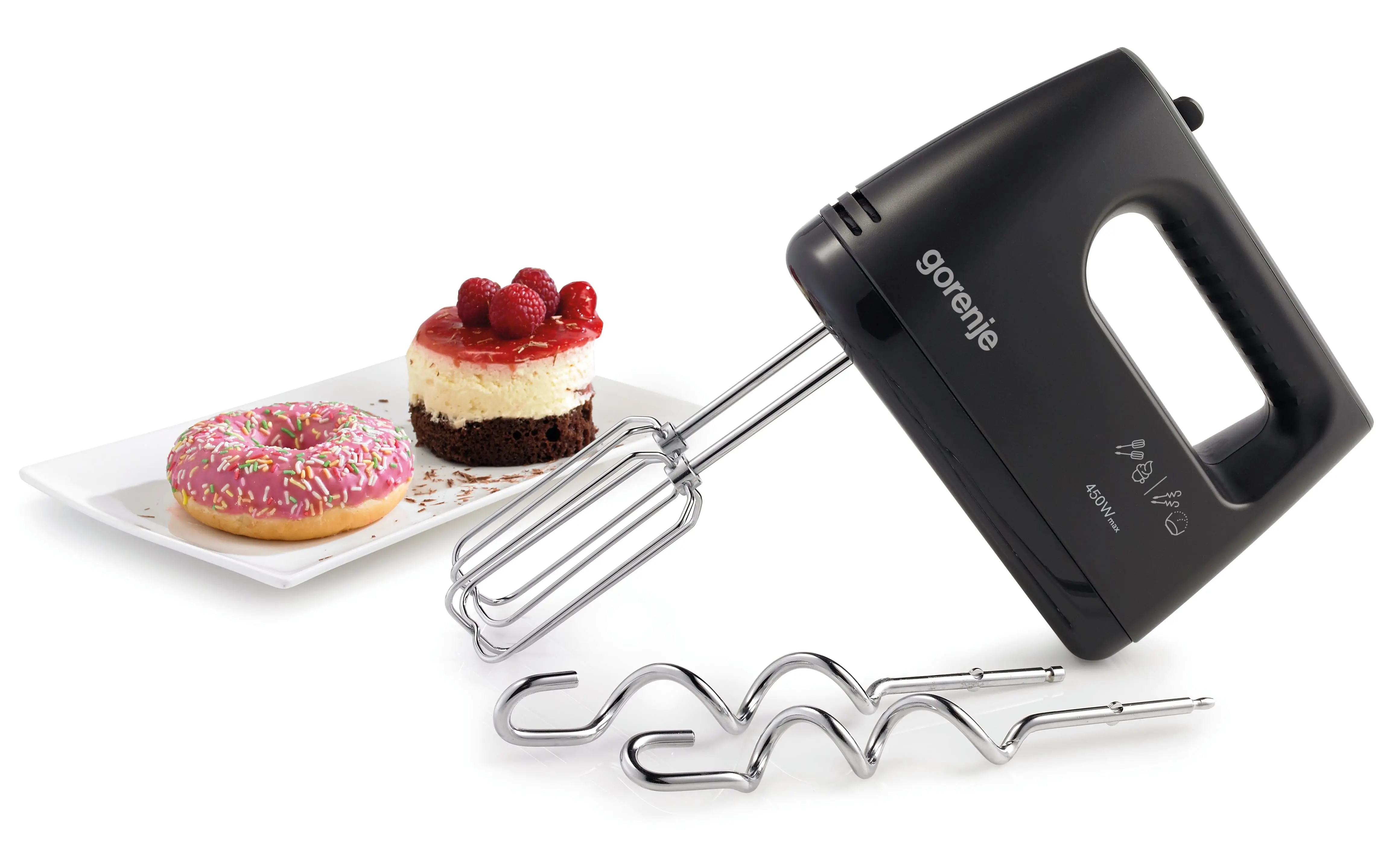 Міксер Gorenje ручний 450Вт, насадки-4, турборежим, чорний - 2