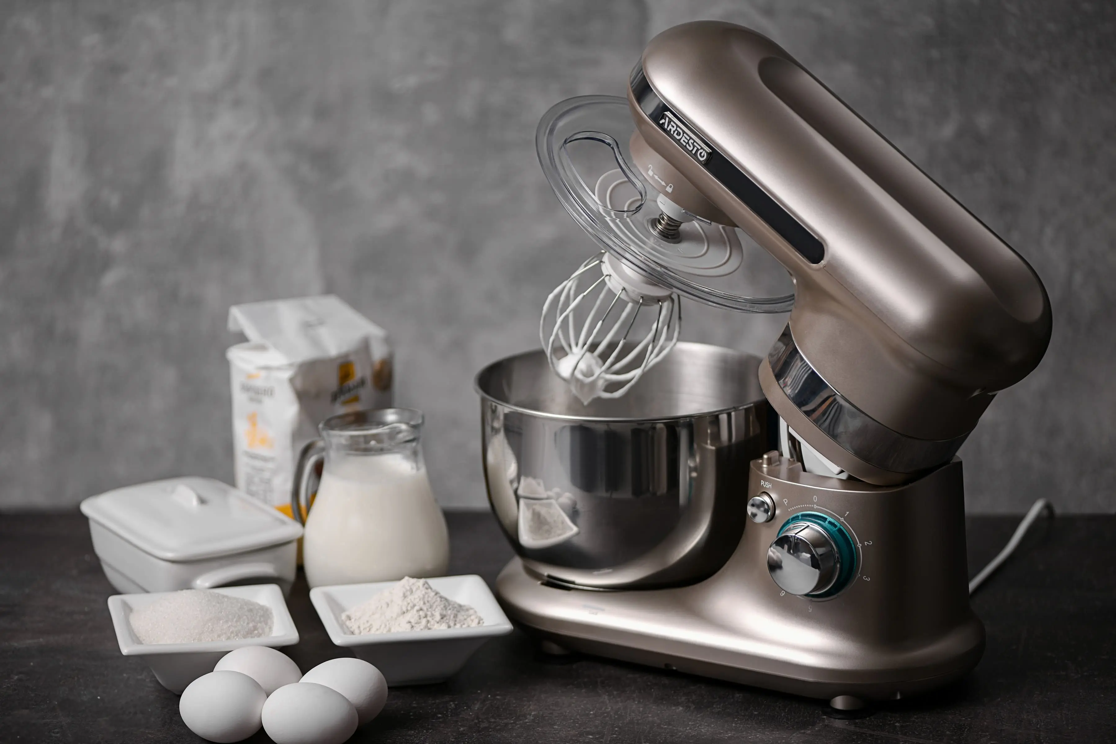 Міксер Ardesto планетарний 800Вт, насадки-3, чаша-нерж., метал, 4л, Pulse-режим, жовтий - 2