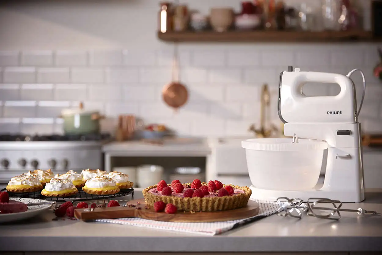 Міксер Philips стаціонарний Viva Collection 450Вт, насадки-4, чаша-пластик, 3л, біло-сірий - 2