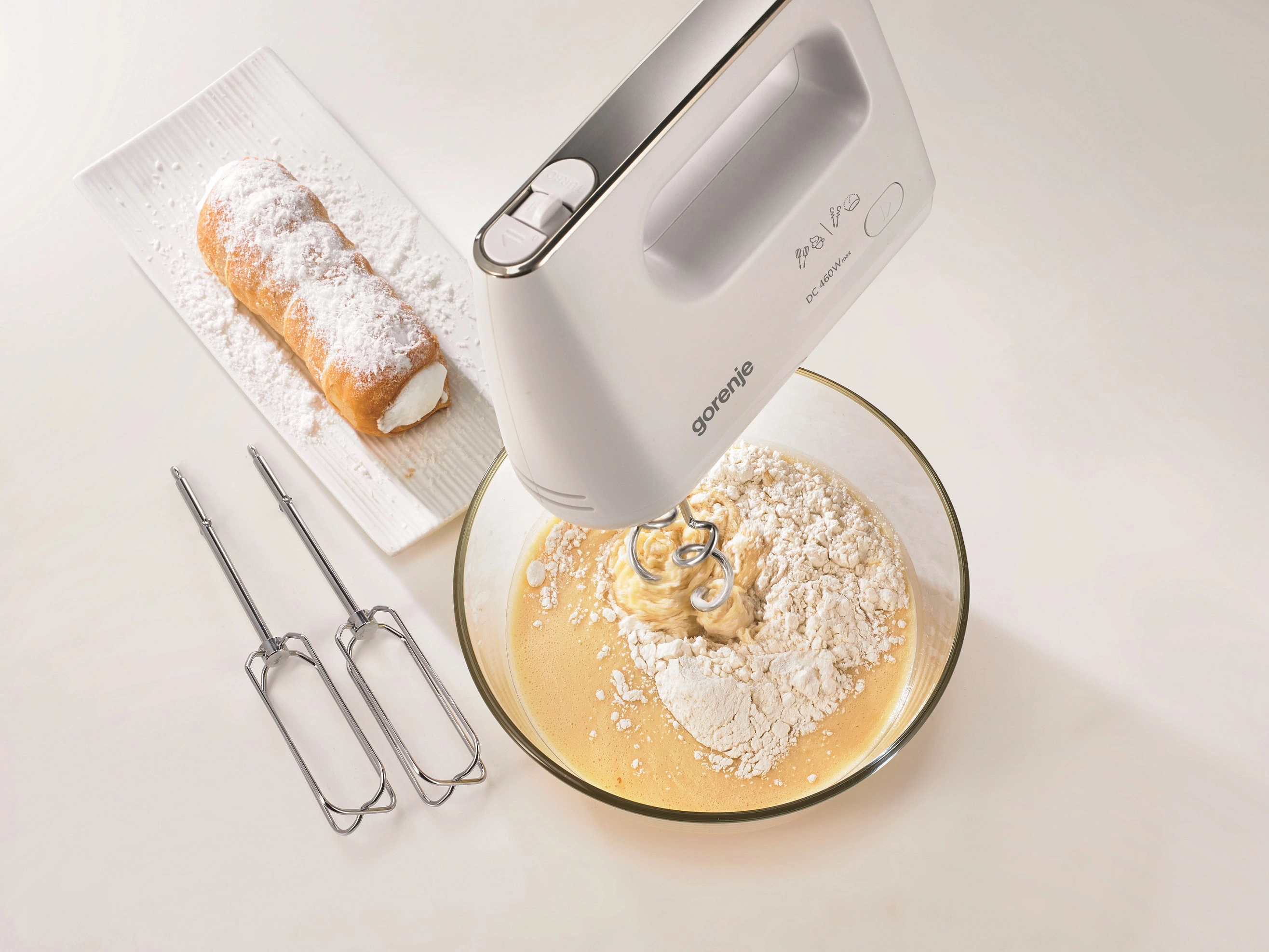 Міксер Gorenje ручний 460Вт, насадки-4, турборежим, білий - 2