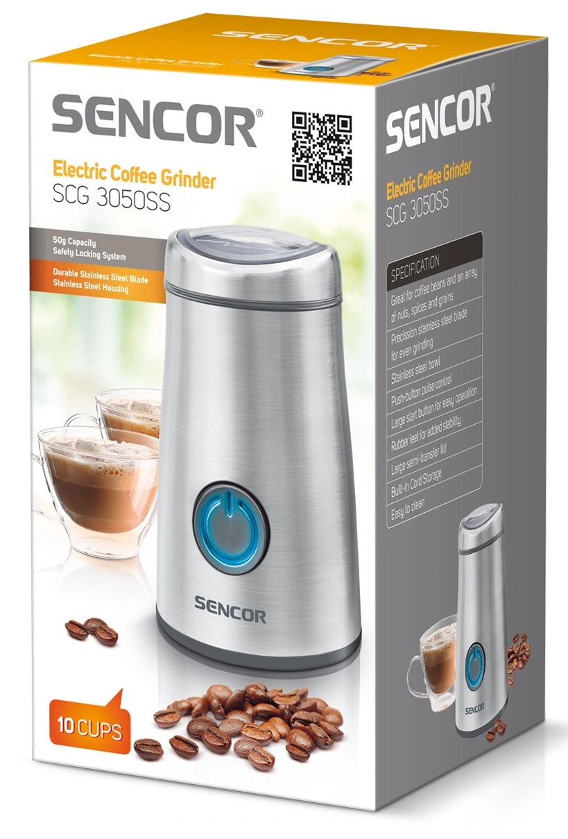 Кавомолка Sencor жорнова 150Вт, об'єм зерен-50г, нерж.сталь - 2
