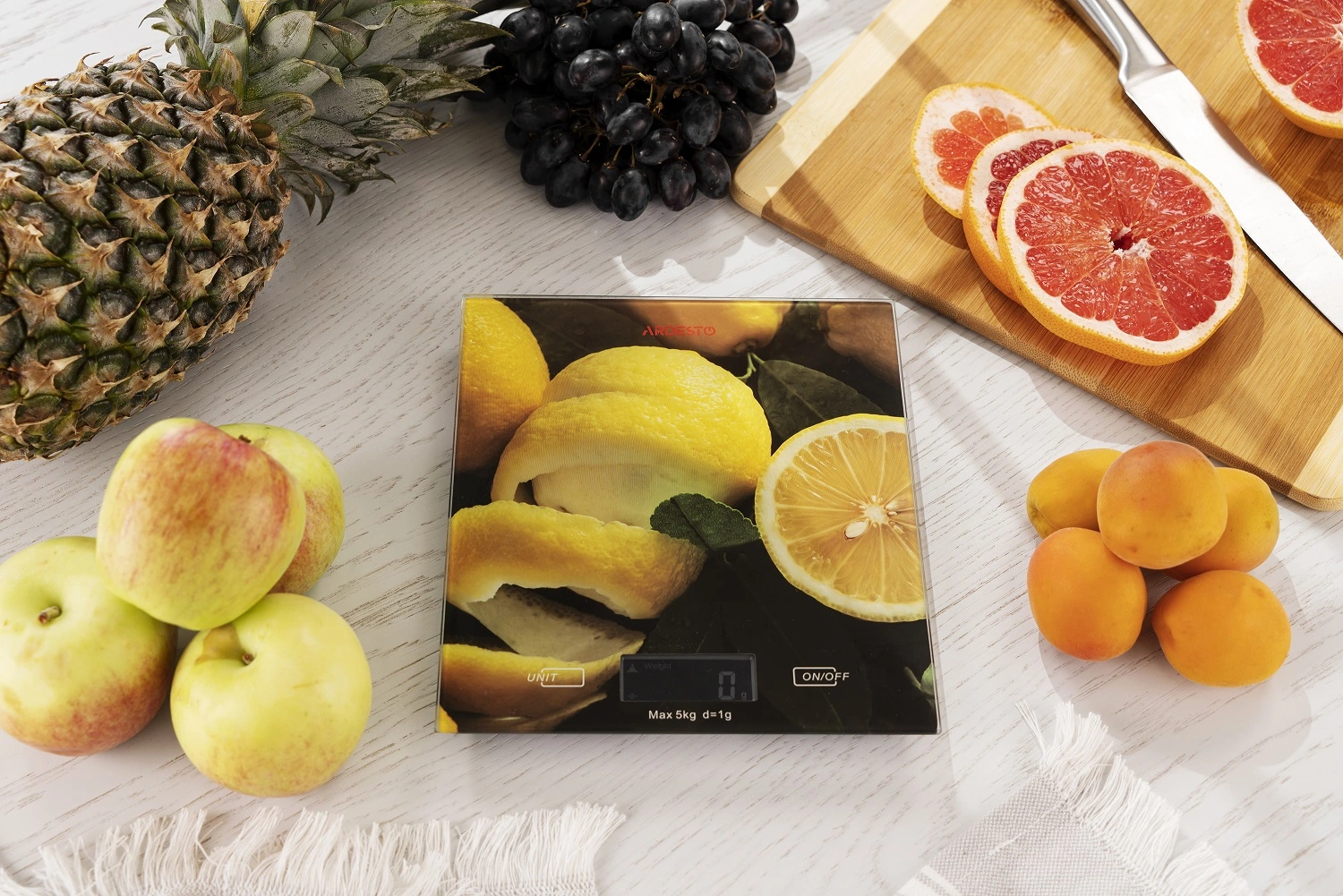 Ваги Ardesto кухонні Lemon, 5кг, AAAx2 в комплекті, скло, багатокольоровий - 2