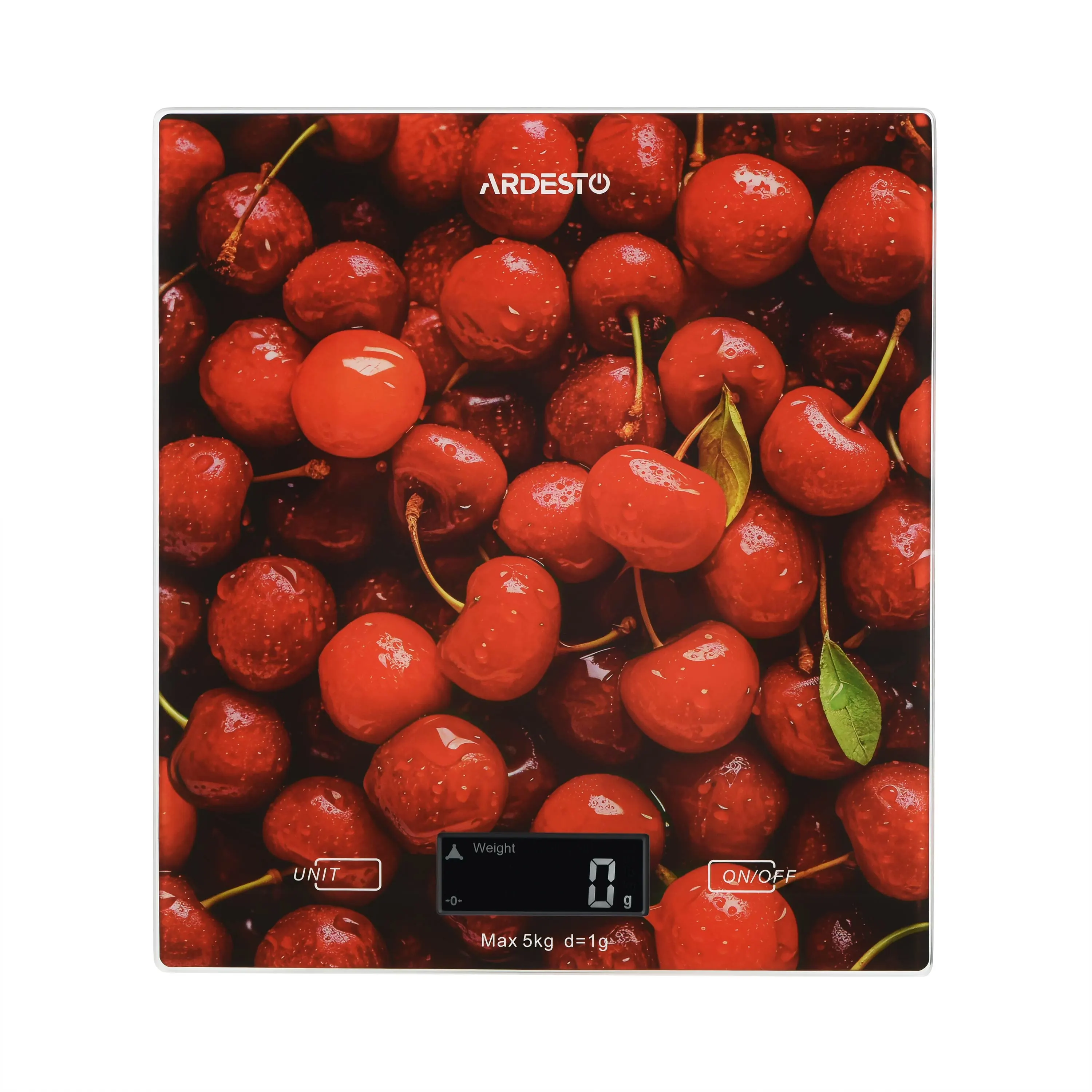 Ваги Ardesto кухонні CHERRY, 5кг, AAAx2 в комплекті, скло, багатокольоровий