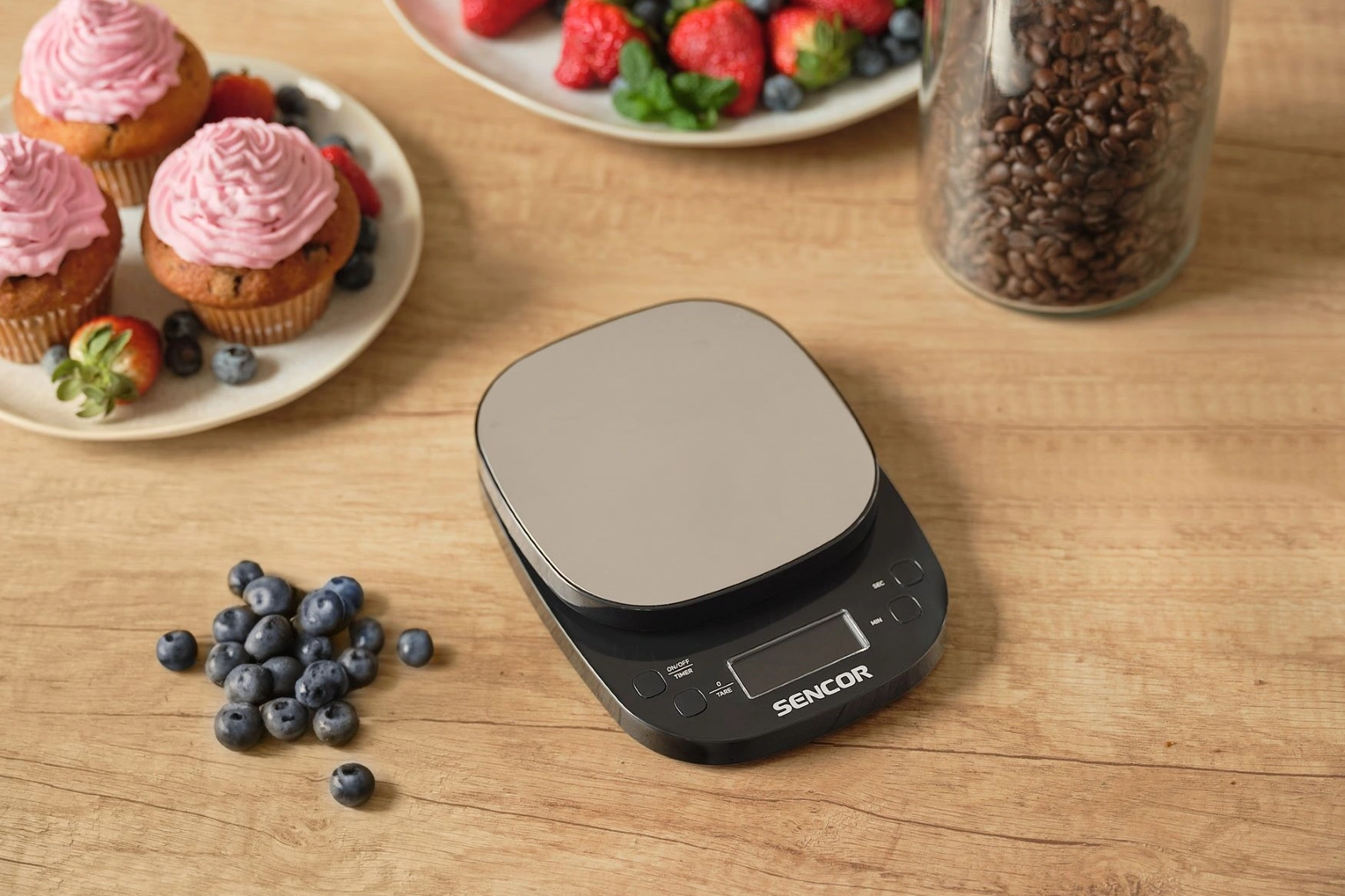 Ваги Sencor кухонні для кави, 2кг, АААx3, регулювання гравітації, пластик, чорний-нержавіюча сталь - 2