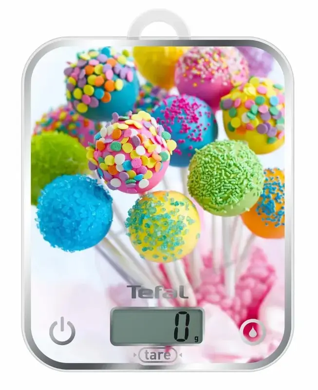 Ваги Tefal кухонні Optiss Cake, 5кг, AAAx2 в комплекті, скло, різнокольоровий