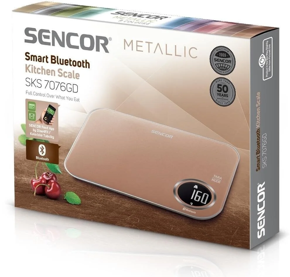Ваги Sencor кухонні, 5кг, підключення до смартфону, AAAx2 , пластик, золотий - 11