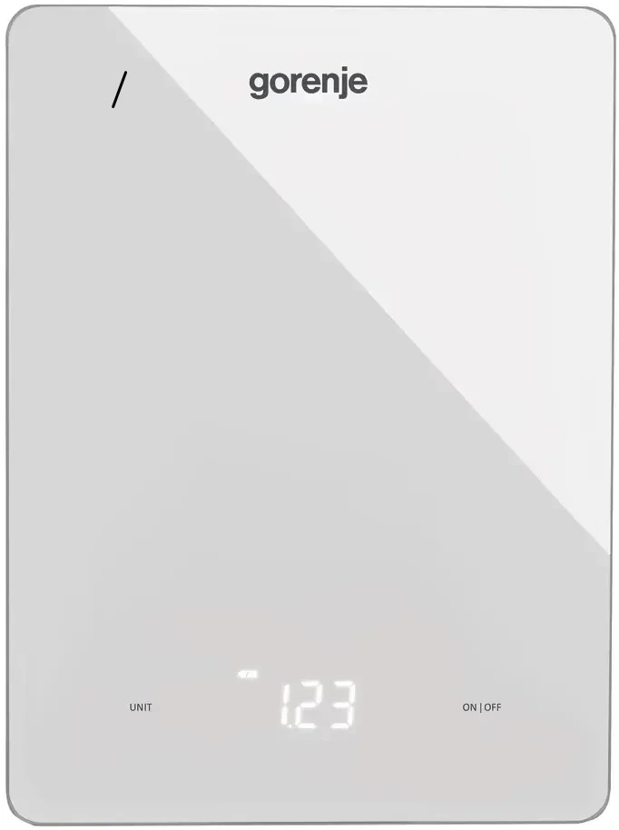 Ваги Gorenje кухонні, 10кг, AAAx3 в комплекті, дисплей, скло, білий