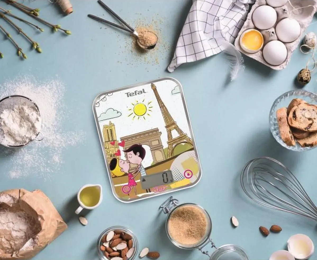 Ваги Tefal кухонні Optiss Decor, 5кг, AAAx2 в комплекті, скло, різнокольоровий - 2