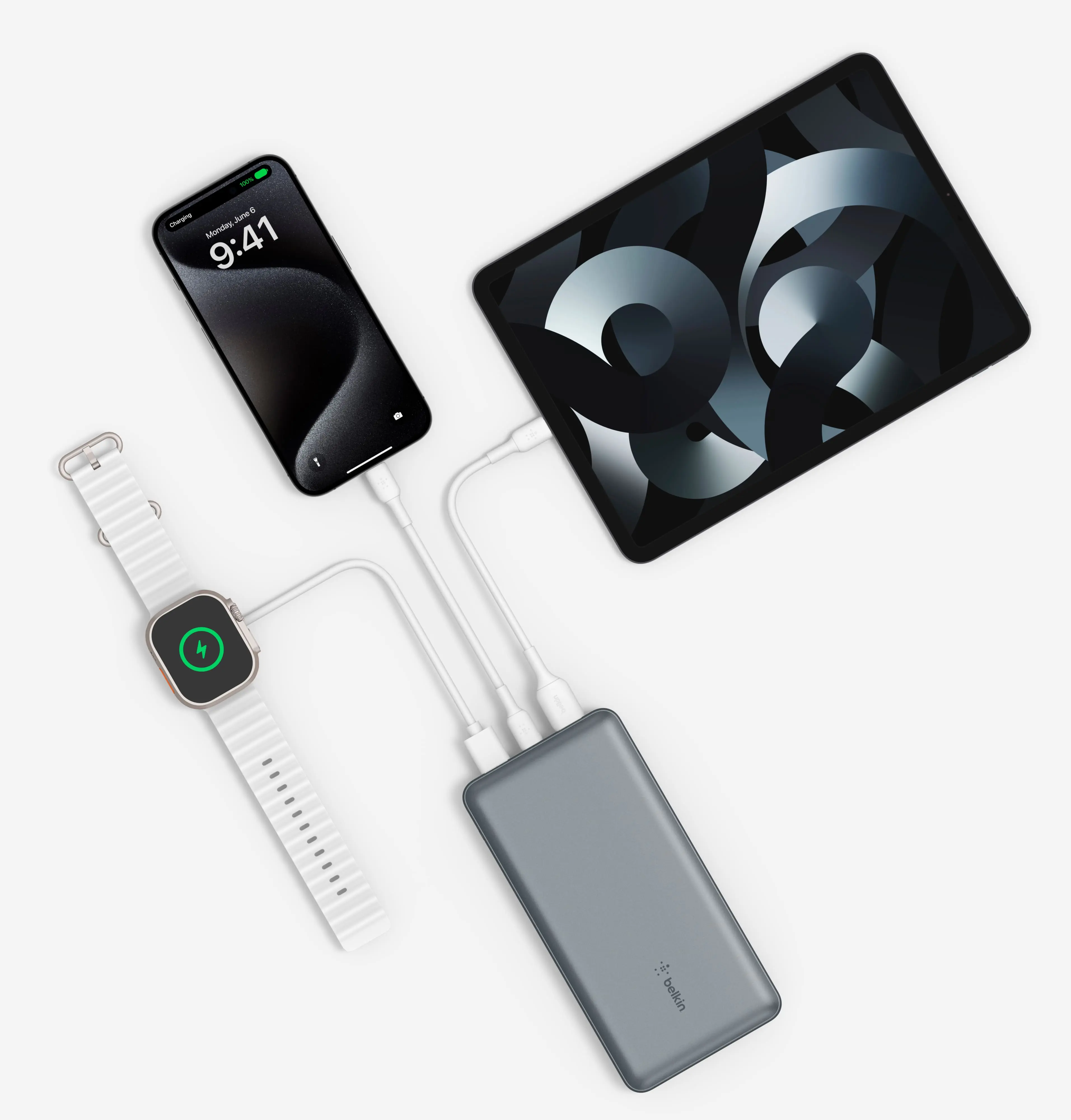 Акумулятор портативний літій-іонний Power Bank Belkin 10000мА·год, 15Вт, 2хUSB-A/USB-C, cірий - 2