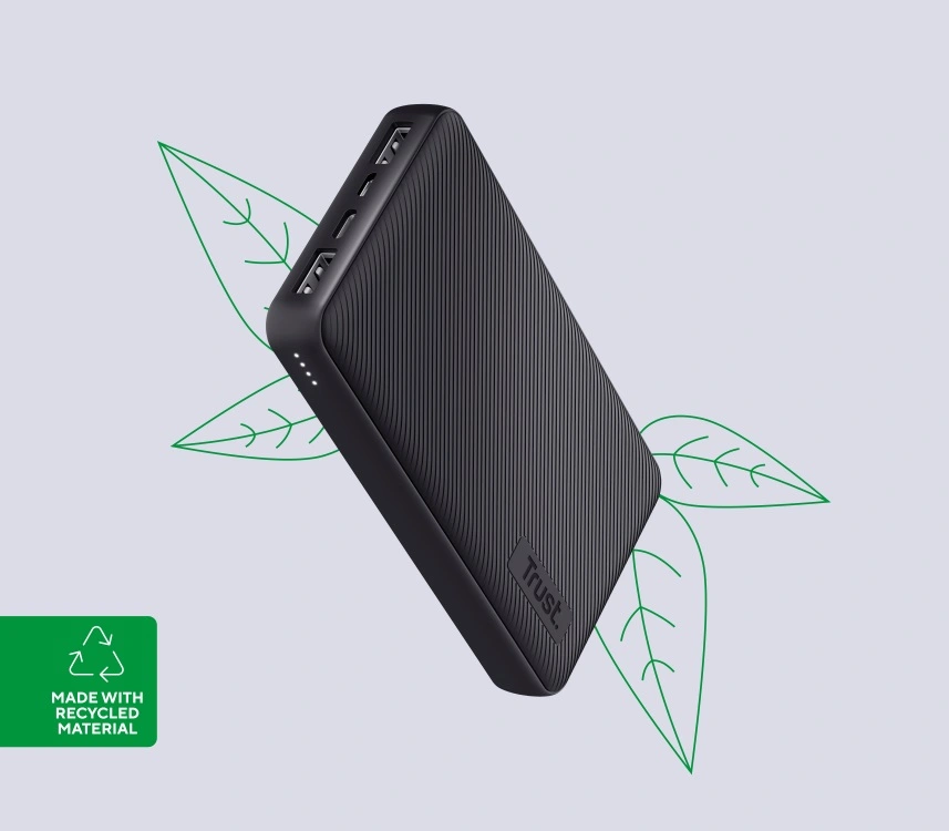 Акумулятор портативний літій-іонний power bank Trust Primo ECO, 15000мА·год, 2хUSB-A/USB-C, 15W, чор - 2
