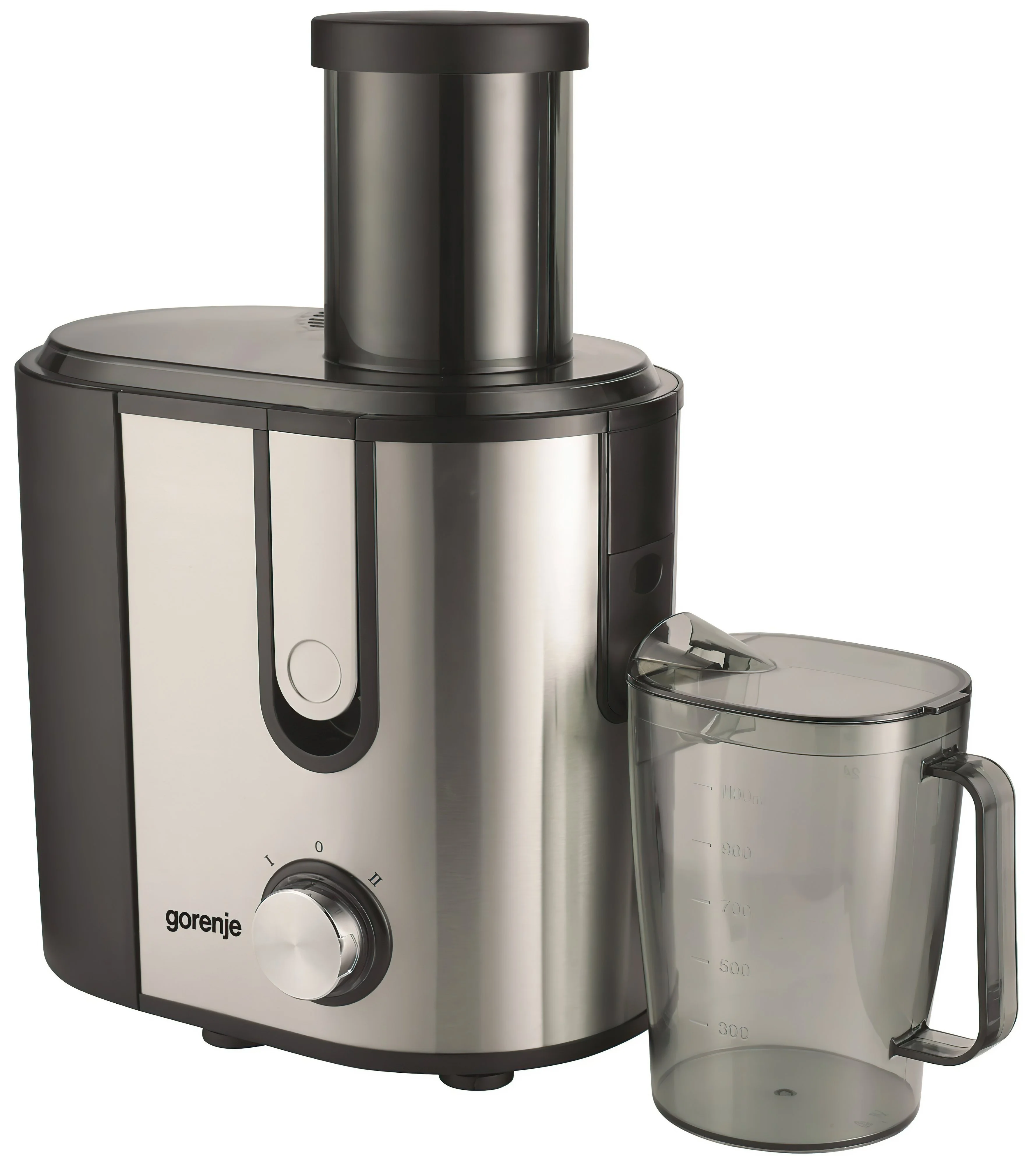 Соковитискач Gorenje відцентрований 900Вт, чаша-1.1л, жмих-1.5л, жолоб на ціле яблуко, пластик/метал
