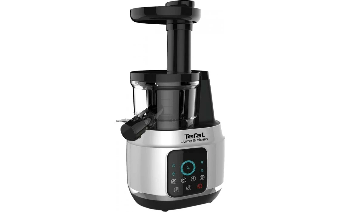 Соковитискач Tefal Juice&Clean шнековий 150Вт, чаша-0.8л, жмих-0.8л, пластик, сріблясто-чорний - 2