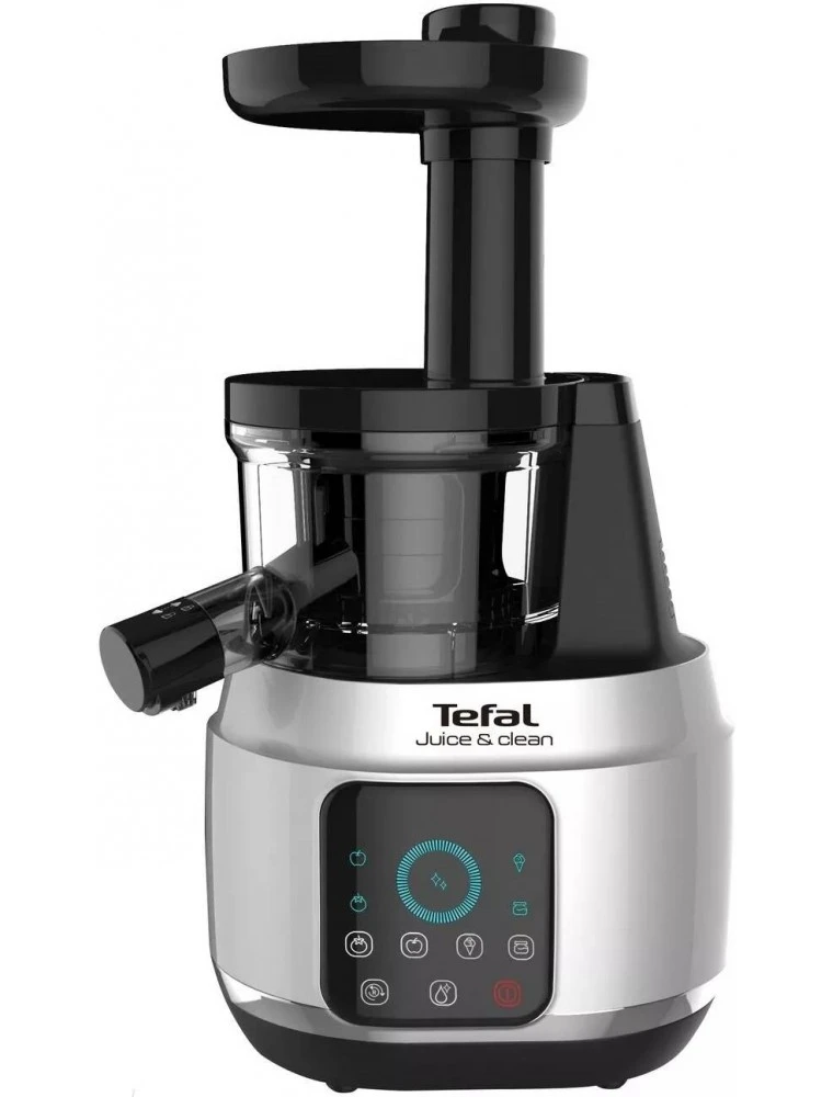 Соковитискач Tefal Juice&Clean шнековий 150Вт, чаша-0.8л, жмих-0.8л, пластик, сріблясто-чорний
