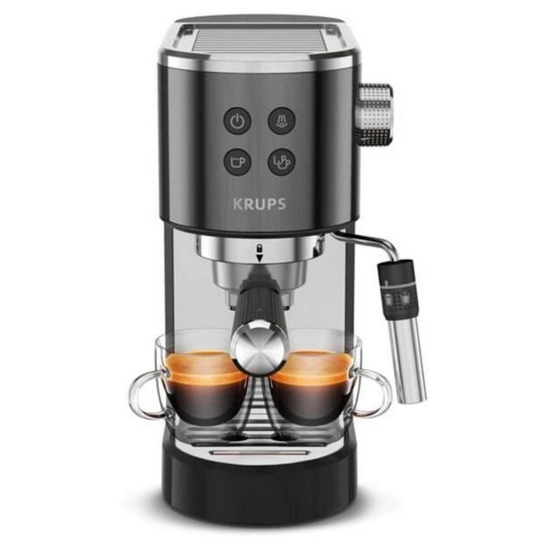 Кавоварка Krups ріжкова Virtuoso + 1л, мелена, ручний капучинатор, 15 бар, чорний - 2