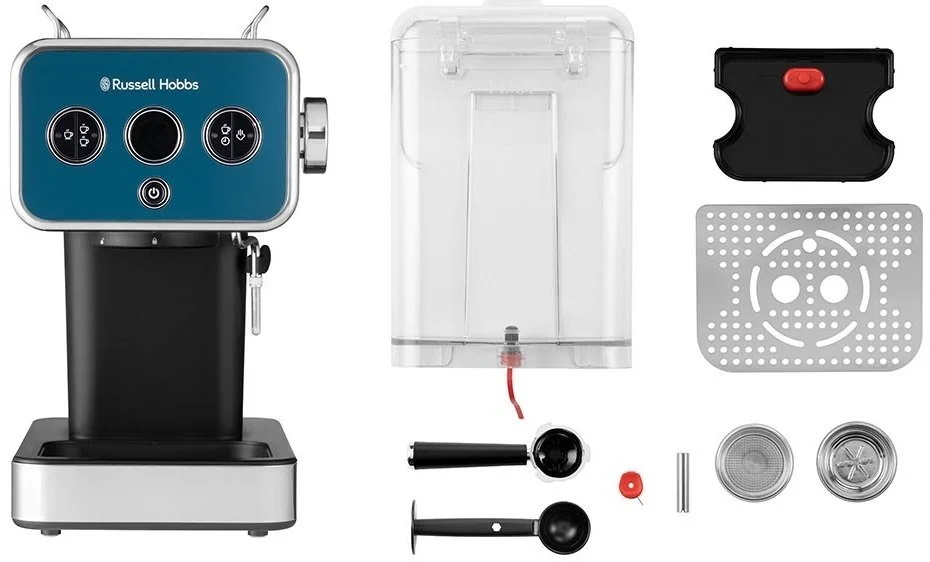 Кавоварка Russell Hobbs ріжкова Distinctions Ocean 1.1л, мелена + чалди, синьо-сріблястий - 7