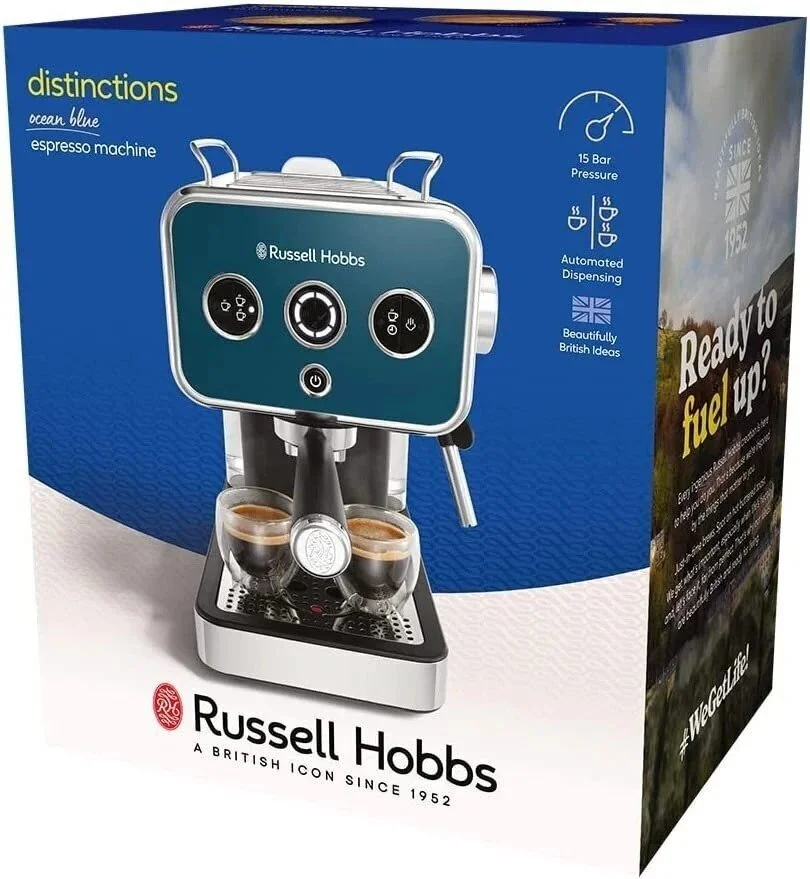 Кавоварка Russell Hobbs ріжкова Distinctions Ocean 1.1л, мелена + чалди, синьо-сріблястий - 10