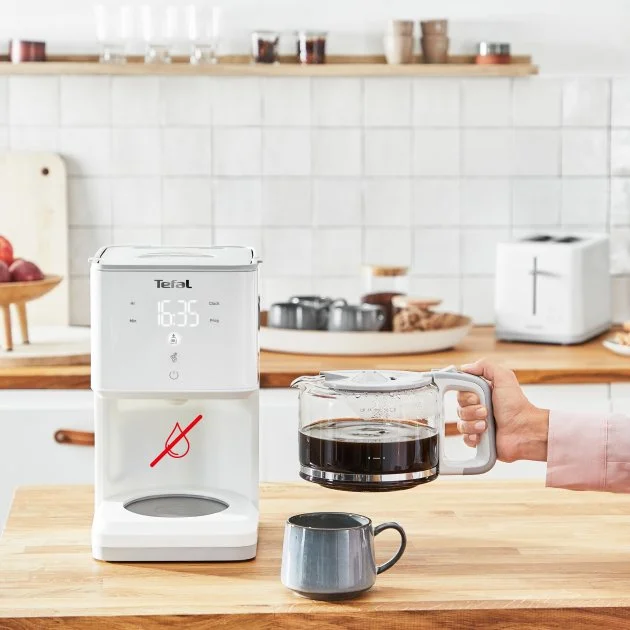 Кавоварка Tefal крапельна Sense 1.25л, мелена, LED-дисплей, сенсор.керування, білий - 2