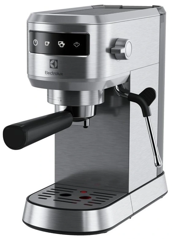 Кавоварка Electrolux ріжкова, 1л, мелена, ручний капуч, LED-дисплей, підігрів чашок, метал