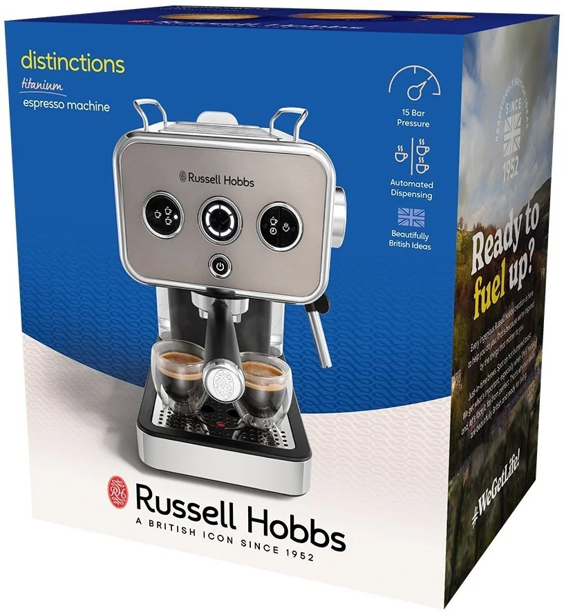 Кавоварка Russell Hobbs ріжкова Distinctions Titanium 1.1л, мелена + чалди, сріблястий - 9