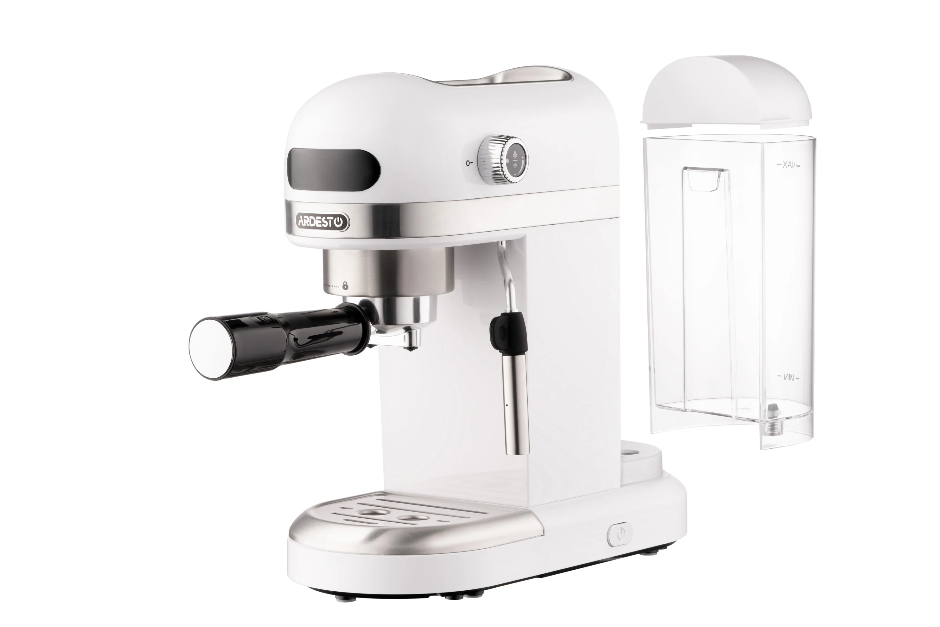 Кавоварка Ardesto ріжкова 1.4л, мелена, ручний капучинатор, підігрів чашок, білий - 2