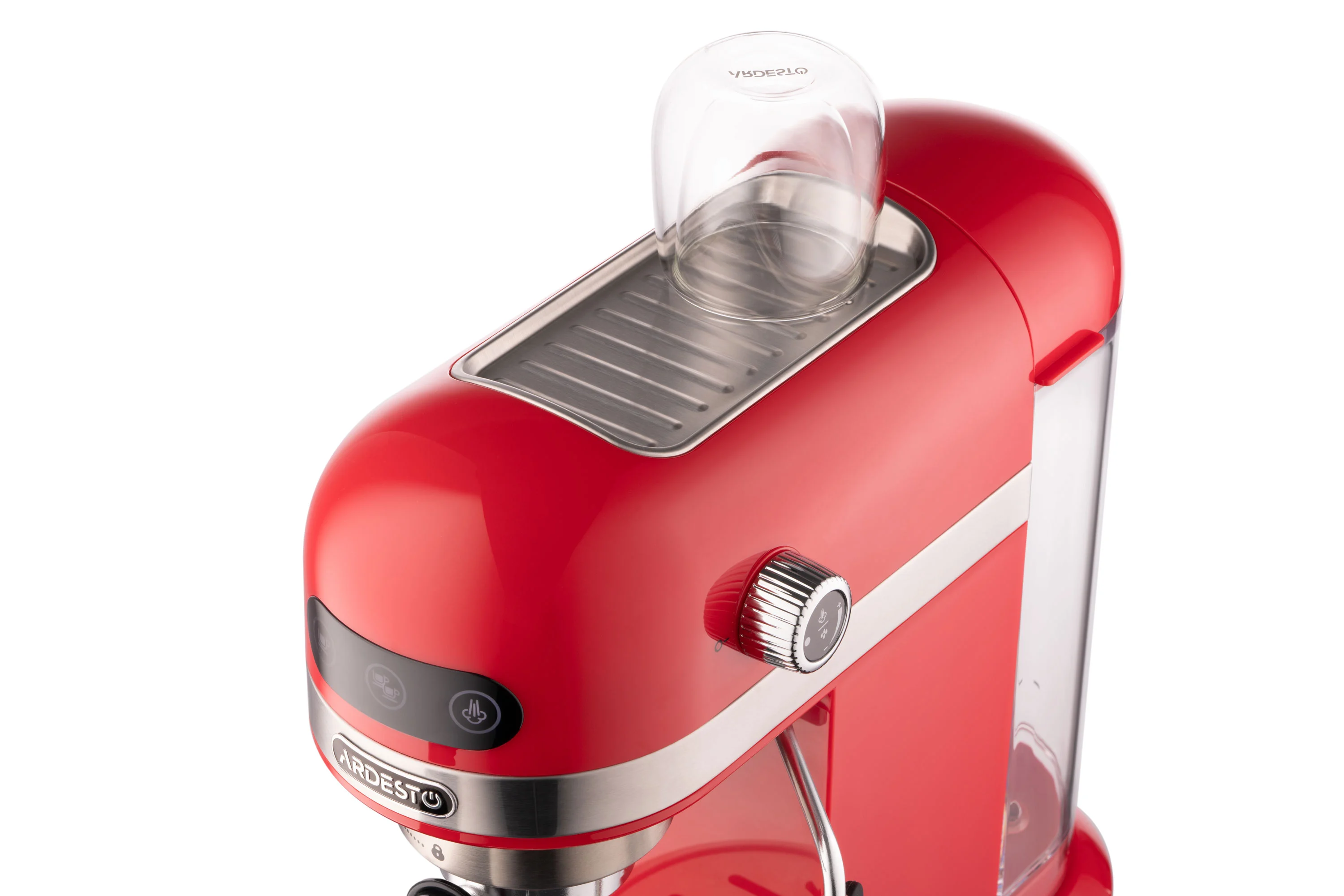 Кавоварка Ardesto ріжкова 1.4л, мелена, ручний капучинатор, підігрів чашок, червоний - 25