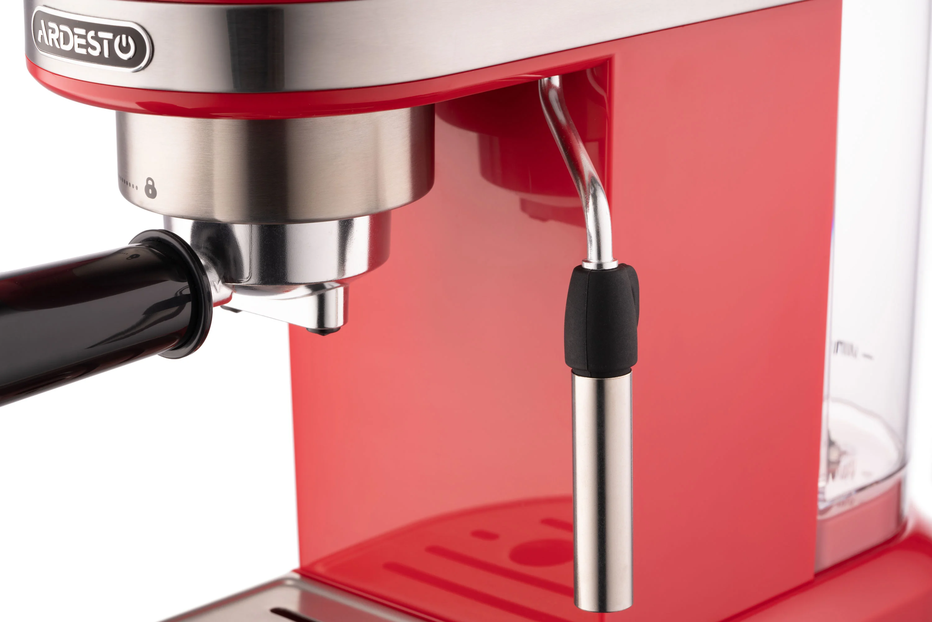 Кавоварка Ardesto ріжкова 1.4л, мелена, ручний капучинатор, підігрів чашок, червоний - 24