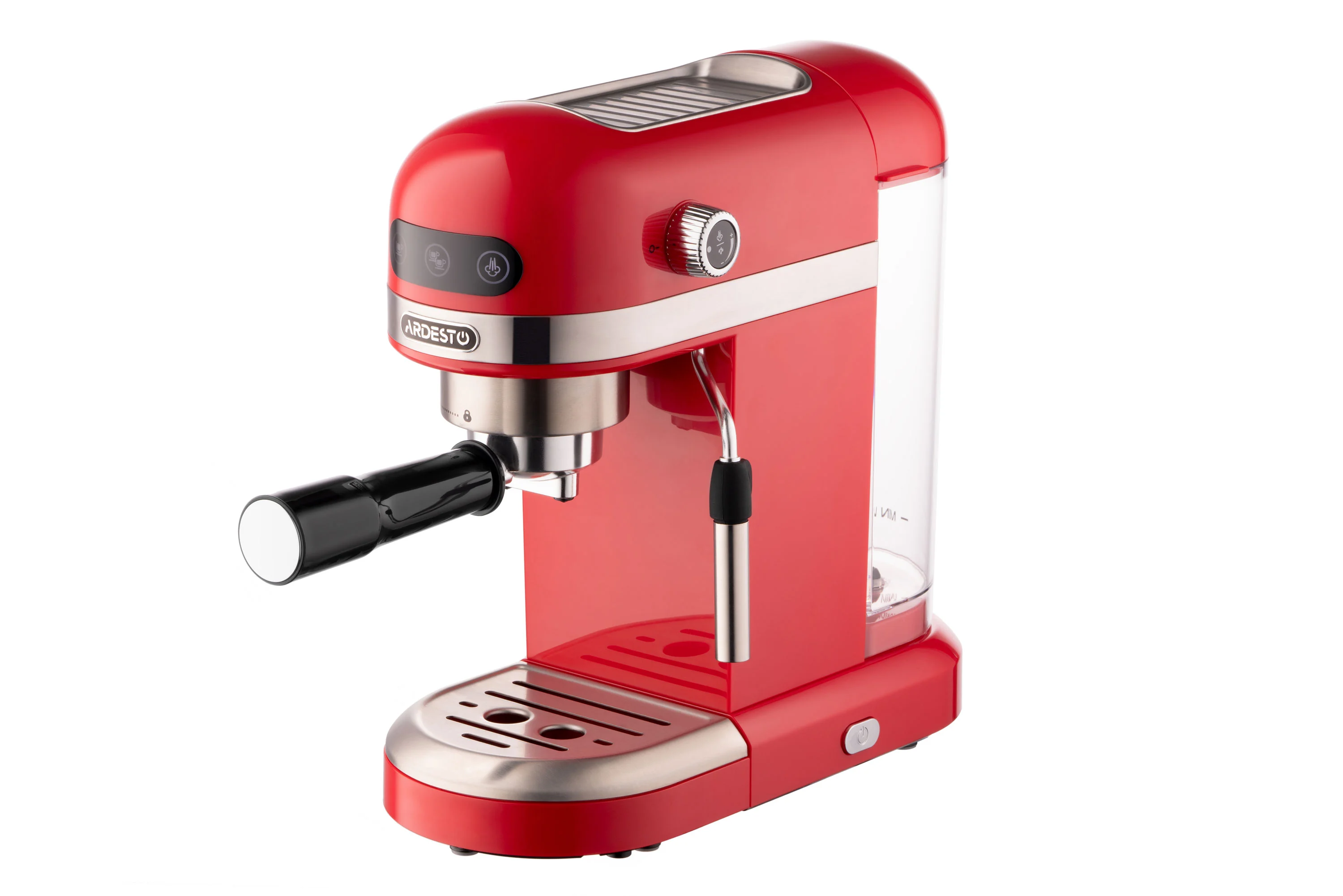 Кавоварка Ardesto ріжкова 1.4л, мелена, ручний капучинатор, підігрів чашок, червоний - 14