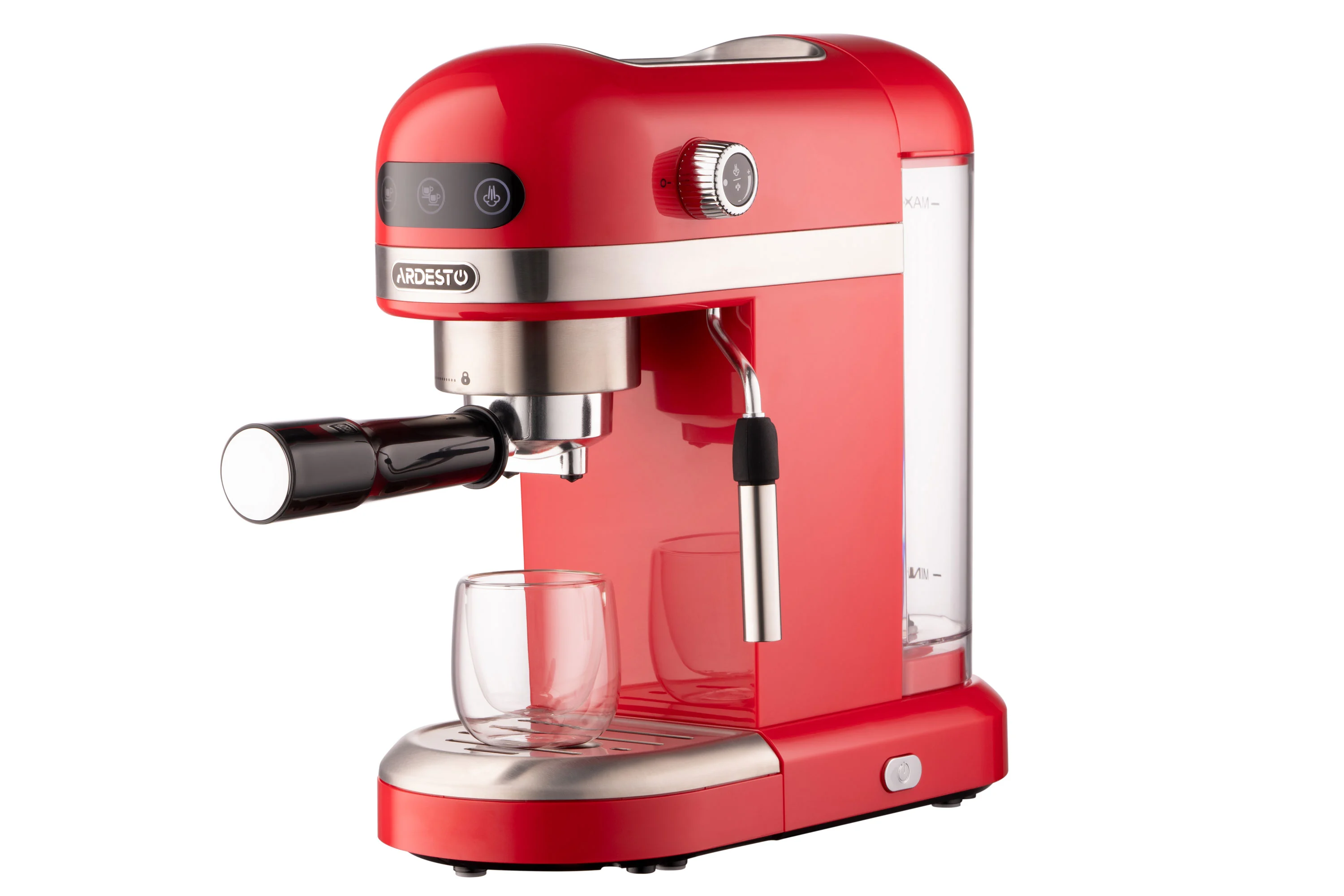 Кавоварка Ardesto ріжкова 1.4л, мелена, ручний капучинатор, підігрів чашок, червоний - 17