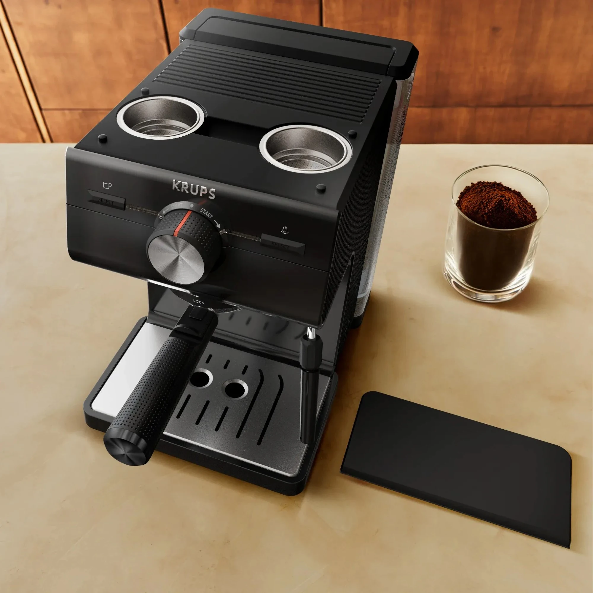 Кавоварка Krups ріжкова Authentic C50 2л, мелена, ручний капучинатор, 15 бар, чорний - 6