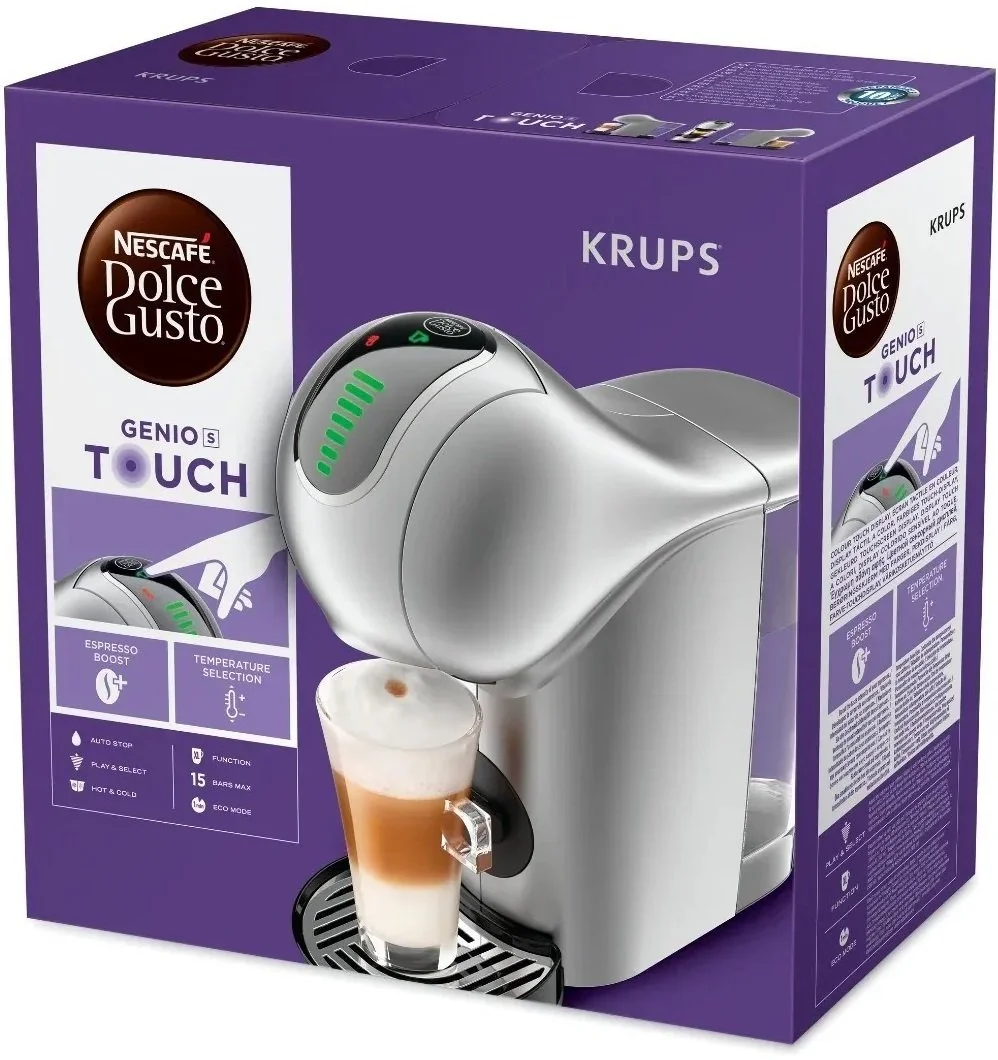 Кавоварка Krups капсульна Dolce Gusto Genio S Touch, 0.8л, капсули, сенcорне керування, сріблястий - 7