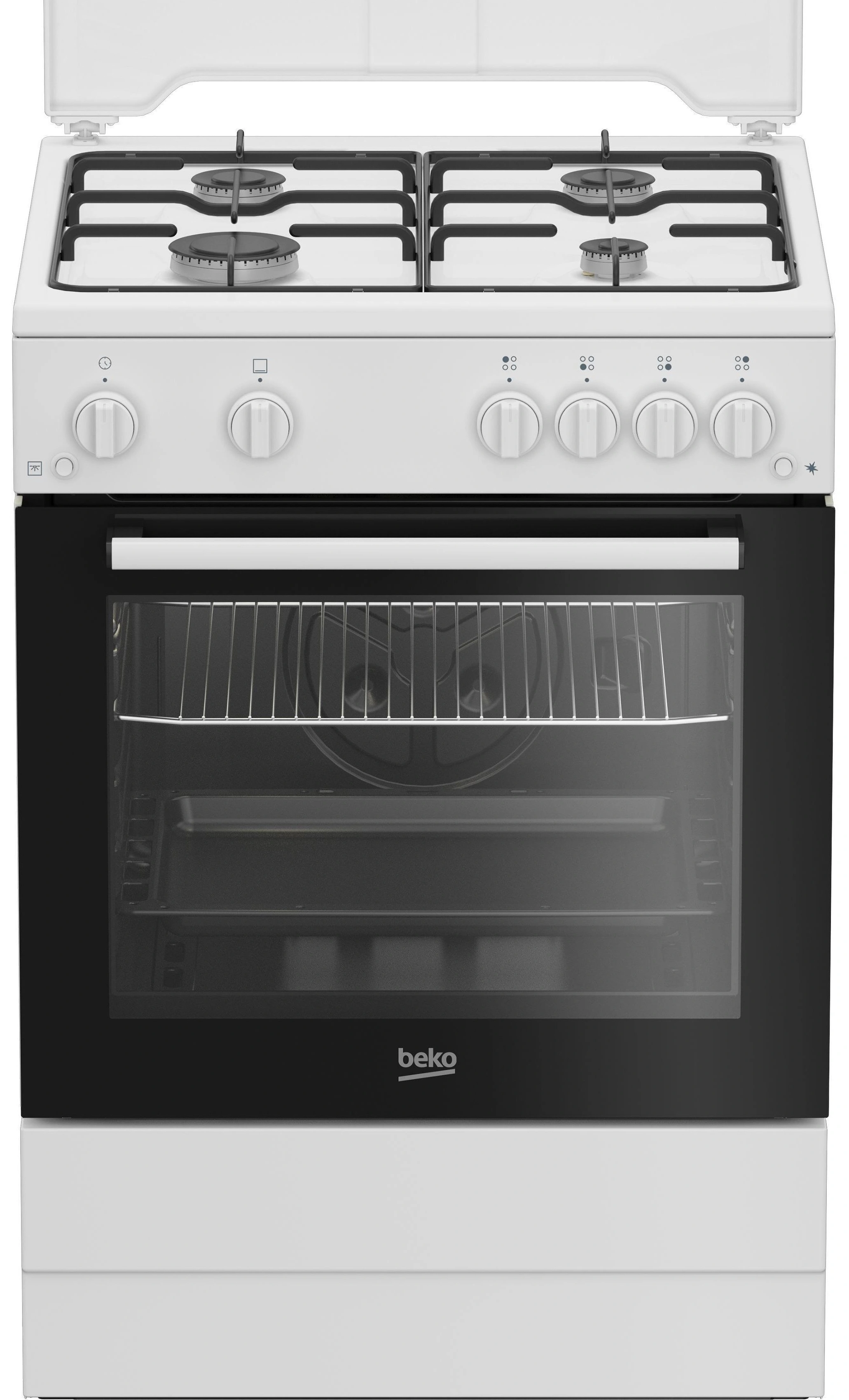 Плита Beko газовая, 64л, 60x60см, таймер, белый