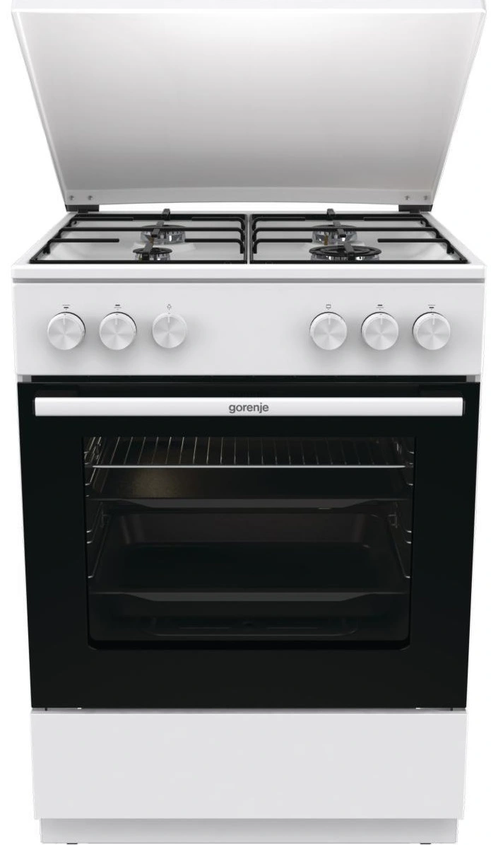 Плита Gorenje газовая, 72л, 60x60см, эмалированные, с крышкой, белый