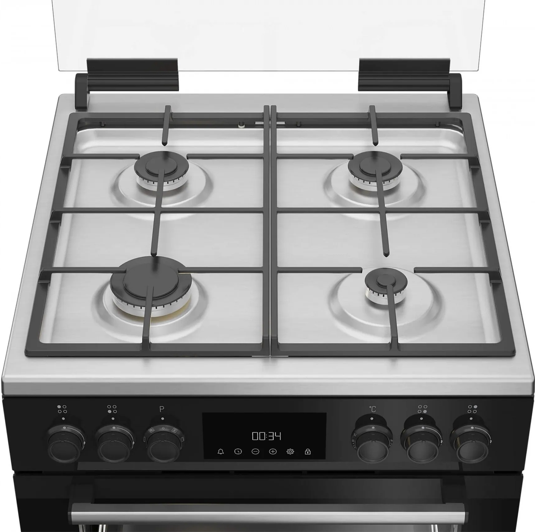 Плита Beko комбинированная, 72л, 60x60см, дисплей, конвекция, чугун, черный - 2