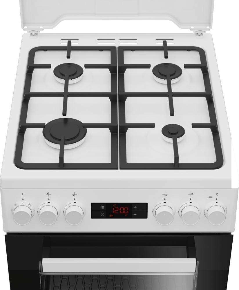 Плита Beko комбінована, 60л, 50x60см, дисплей, конвекція, чавун, білий - 5