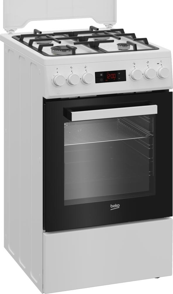 Плита Beko комбінована, 60л, 50x60см, дисплей, конвекція, чавун, білий - 4