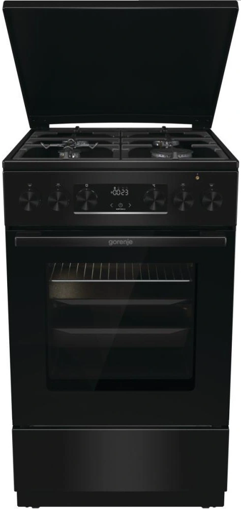 Плита Gorenje комбинированная, 70л, 50x60см, дисплей, чугун, черный