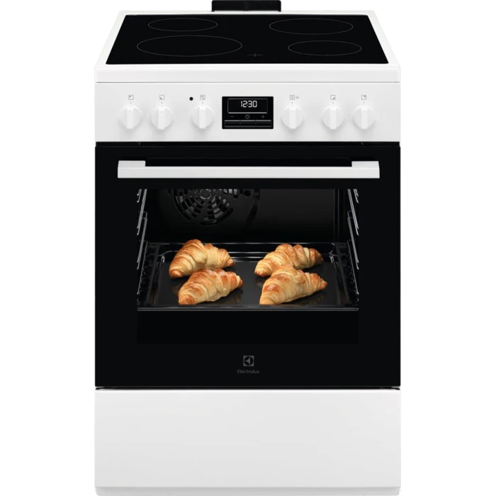 Плита Electrolux электрическая стеклокерамическая, 58л, 60x60см, конвекция, пар, белый