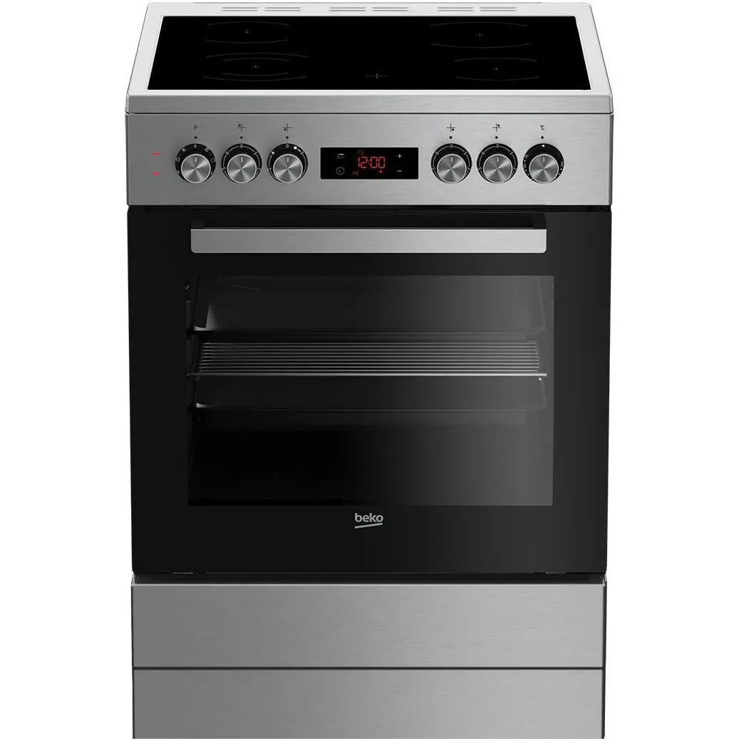 Плита Beko электрическая стеклокерамическая, 66л, 60x60см, дисплей, конвекция, нерж