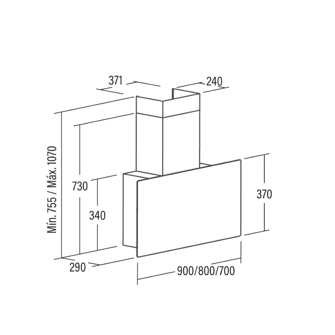 Вытяжка наклонная Cata&Can Roca, 70см, 1400м.куб/ч, Greco 70 wh, белый - 2