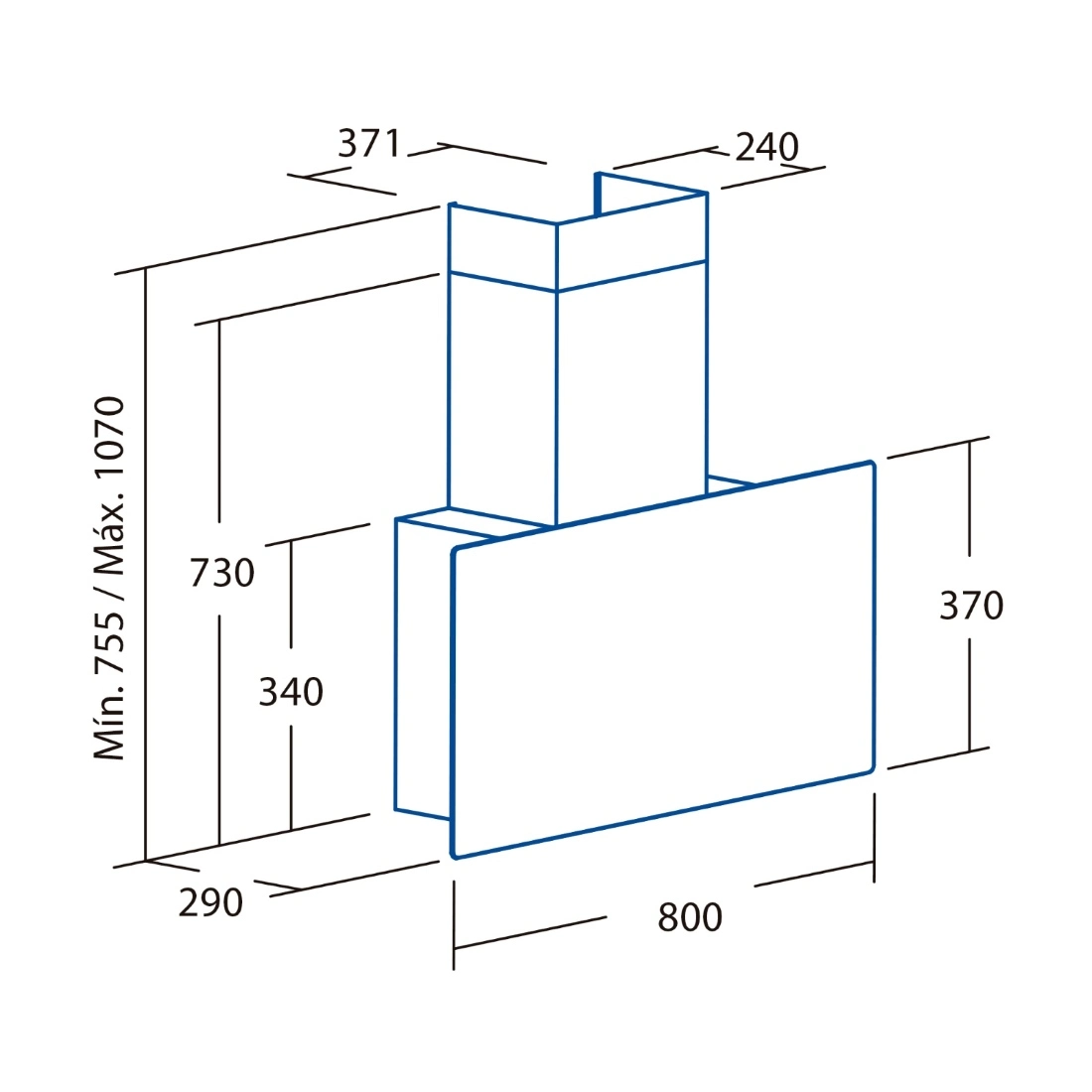 Вытяжка наклонная Cata&Can Roca, 80см, 1400м.куб/ч, Greco 80 wh, белый - 2