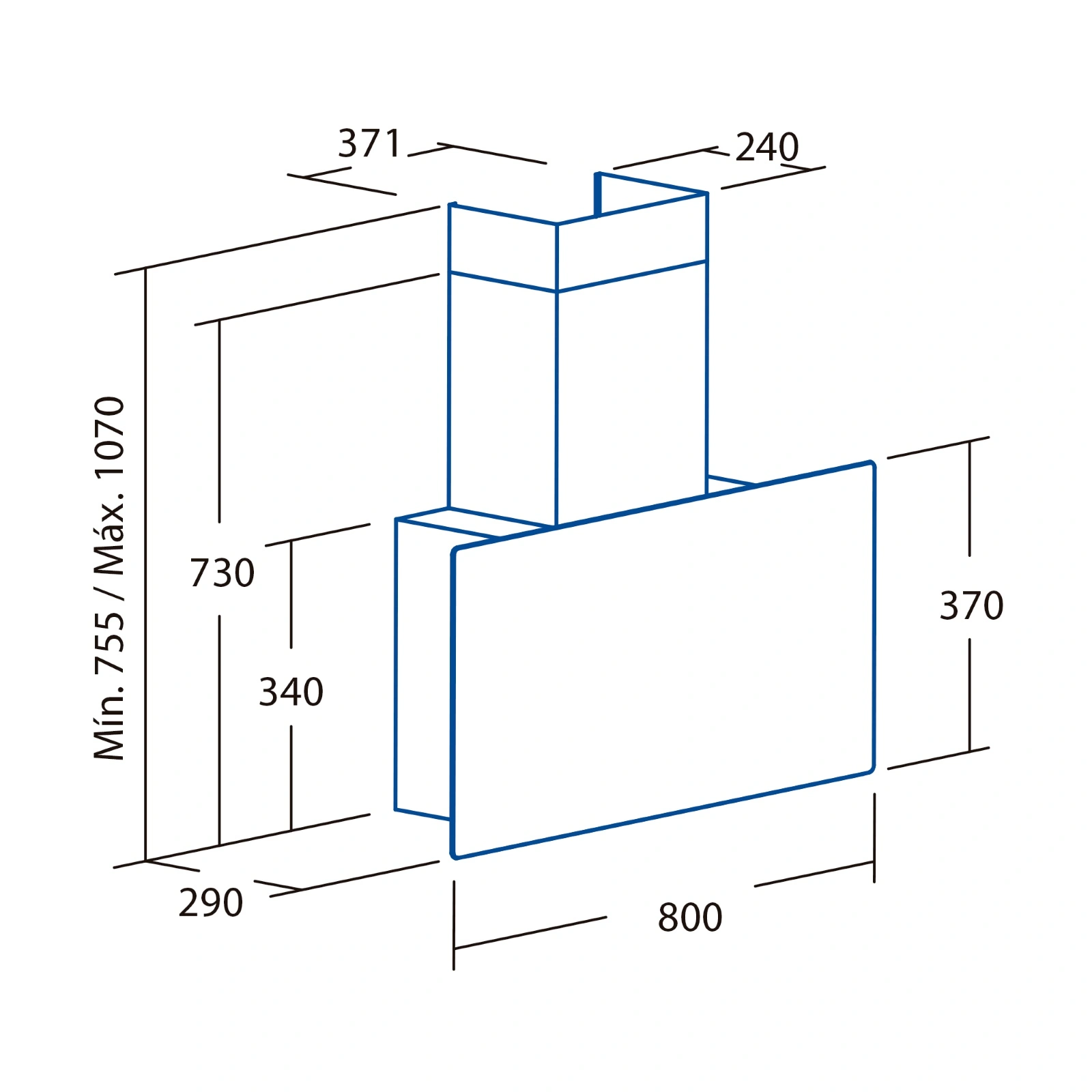 Вытяжка наклонная Cata&Can Roca, 80см, 1400м.куб/ч, Greco 80 bk, черный - 2