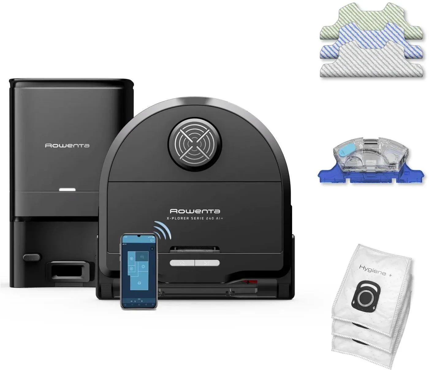 Робот-пилосос Rowenta миючий X-Plorer Serie 240+ AI Animal & Allergy, 8000ПаВт, h=9,7см, 0,22л, конт - 2